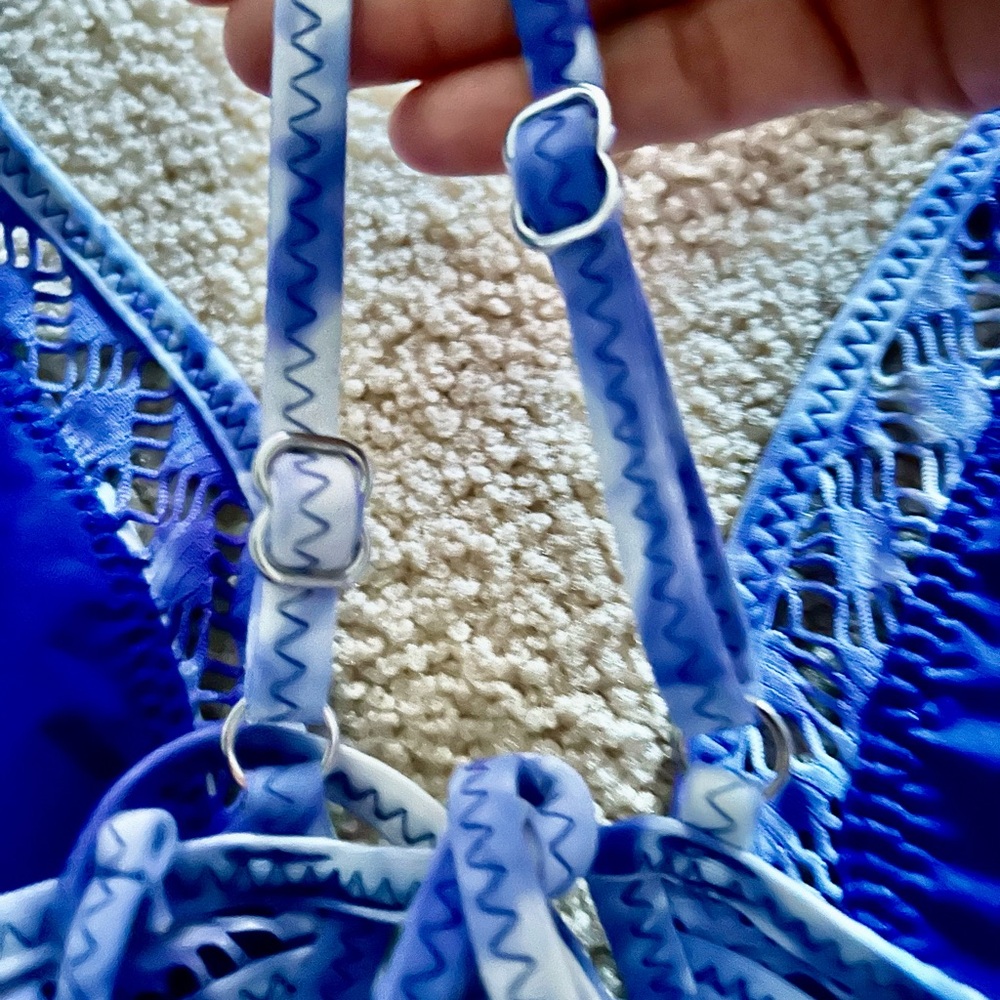 BECCA Blue Lace One-Piece Swimsuit - Picture 6 of 10